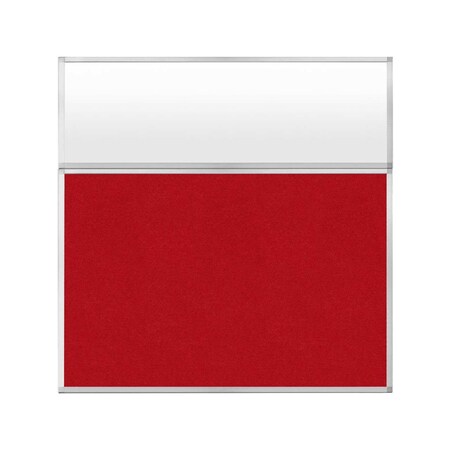 Versare Hush Panel Configurable Cubicle Partition 6' x 6' W/ Window Red Fabric Frosted Window 1852350-3